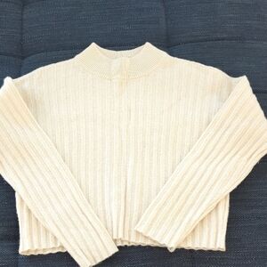 Madewell Off-White Ribbed Turtleneck Sweater